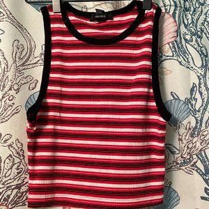 Forever 21 red/black/white striped crop top